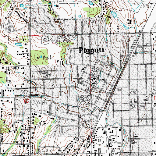 Topographic Map of Piggott Library, AR
