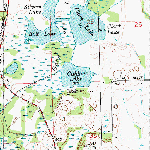 Topographic Map of Gordon Lake, MI