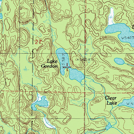Topographic Map of Lake Gordon, MI
