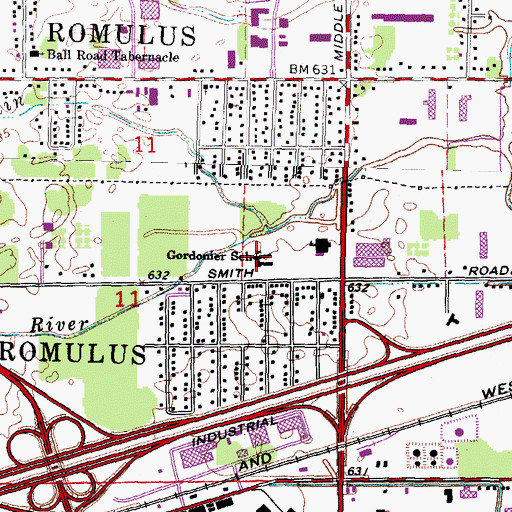 Topographic Map of Gordonier School, MI