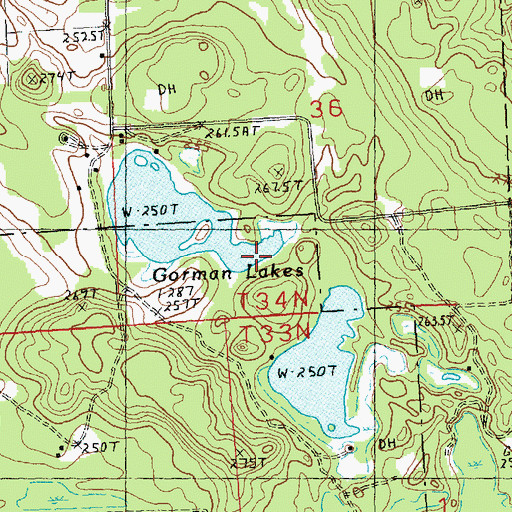 Topographic Map of Gorman Lakes, MI
