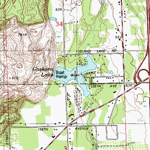Topographic Map of Goshorn Lake, MI