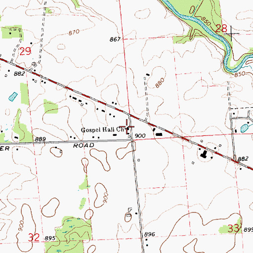 Topographic Map of Gospel Hall Church, MI