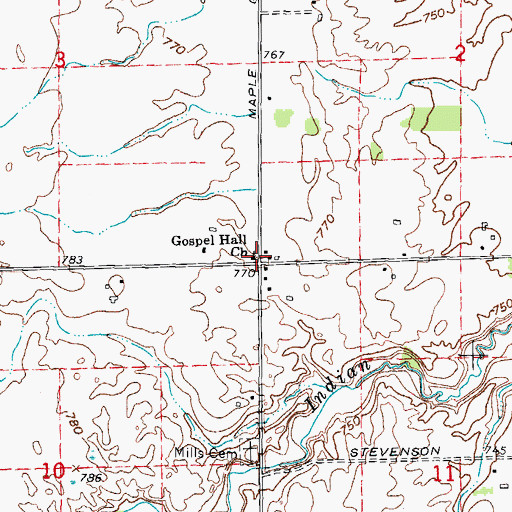 Topographic Map of Gospel Hall Church, MI