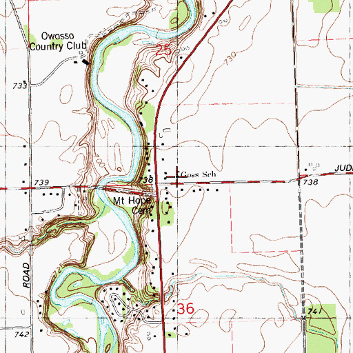 Topographic Map of Goss School, MI