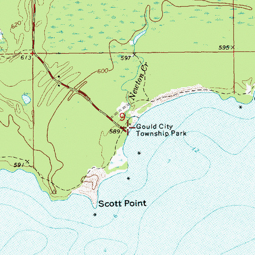 Topographic Map of Gould City Township Park, MI