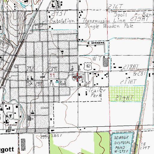 Topographic Map of Piggott Elementary School, AR