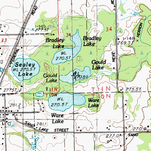 Topographic Map of Gould Lake, MI