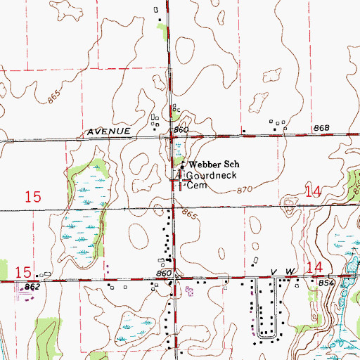 Topographic Map of Gourdneck Cemetery, MI