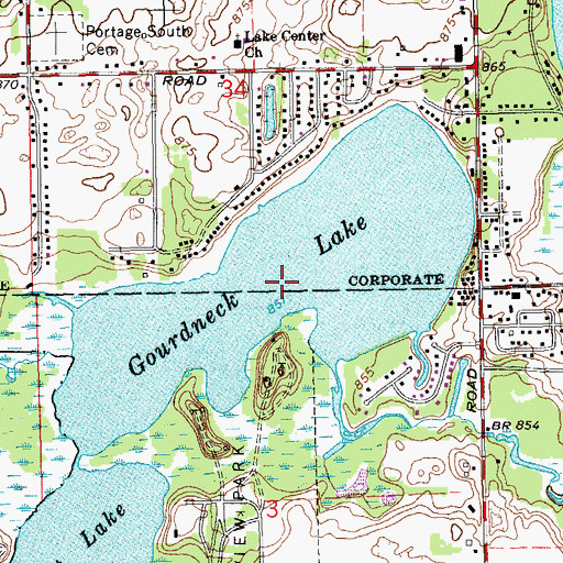 Topographic Map of Gourdneck Lake, MI