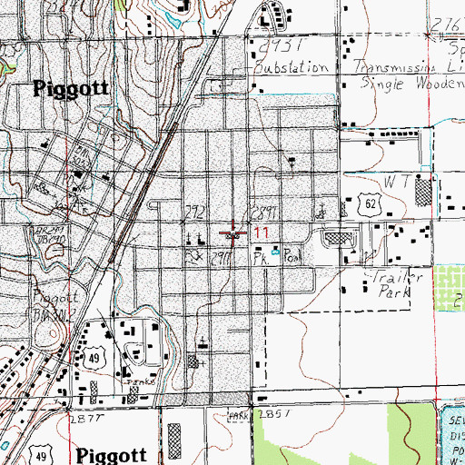 Topographic Map of Piggott High School, AR