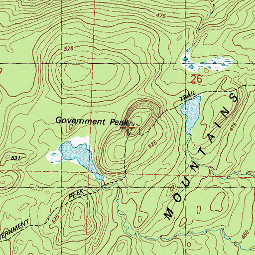Topographic Map of Government Peak, MI