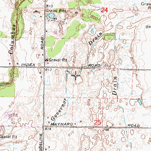 Topographic Map of Governor Drain, MI