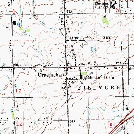 Topographic Map of Graafschap, MI