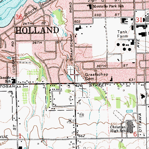 Topographic Map of Graafschap Cemetery, MI