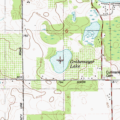 Topographic Map of Grabemeyer Lake, MI