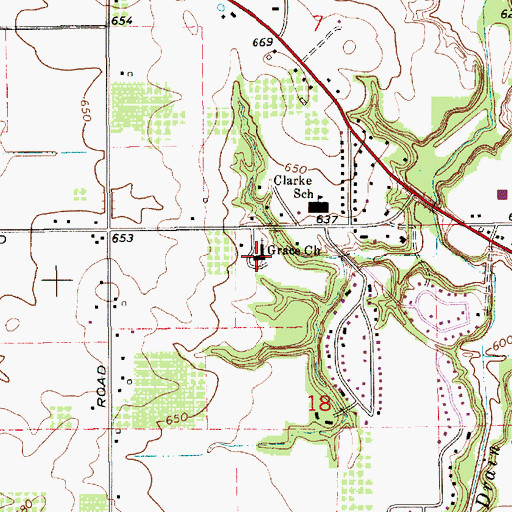 Topographic Map of Grace Church, MI