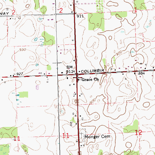 Topographic Map of Grace Church, MI