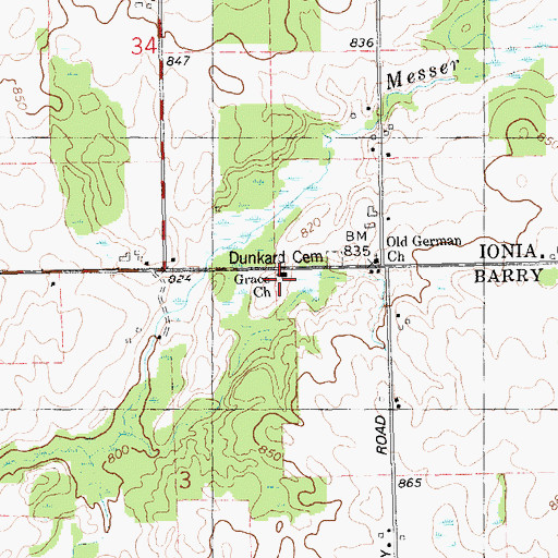 Topographic Map of Grace Church, MI