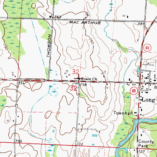 Topographic Map of Grace Church, MI