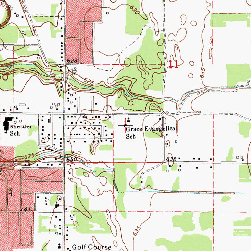 Topographic Map of Grace Evangelical School, MI