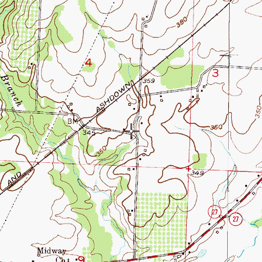 Topographic Map of Wakefield (historical), AR