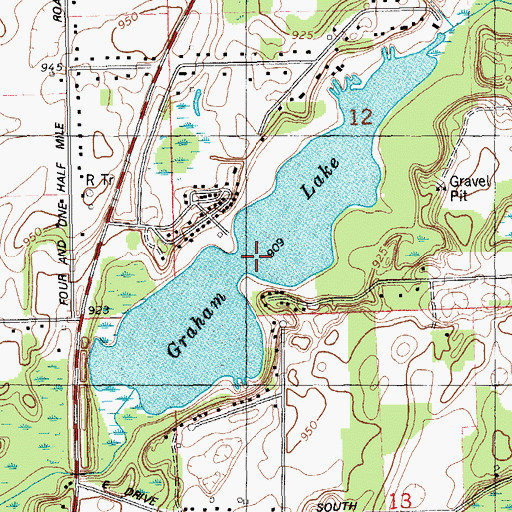 Topographic Map of Graham Lake, MI