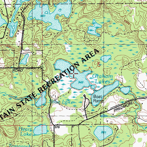 Topographic Map of Graham Lakes, MI