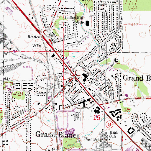 Topographic Map of Grand Blanc, MI