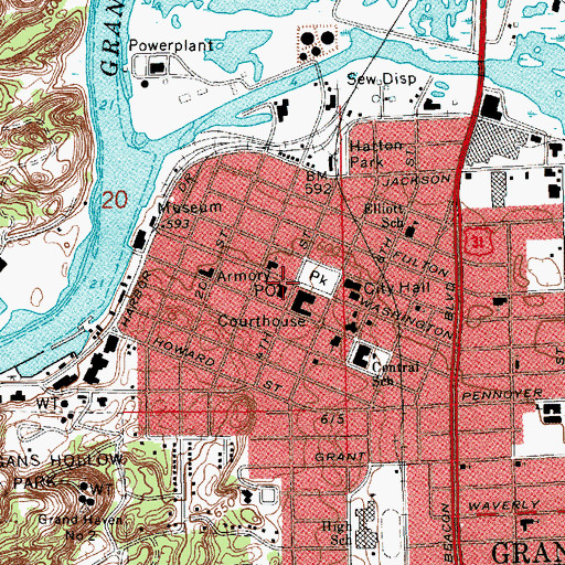 Topographic Map of Grand Haven, MI