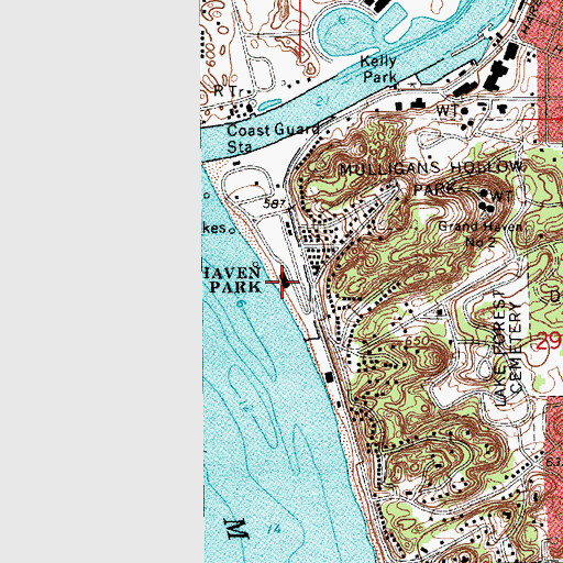 Topographic Map of Grand Haven State Park, MI
