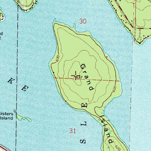 Topographic Map of Grand Island, MI