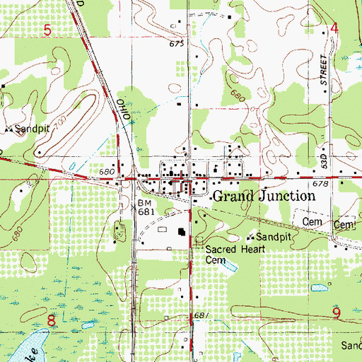 Topographic Map of Grand Junction, MI