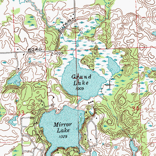 Topographic Map of Grand Lake, MI