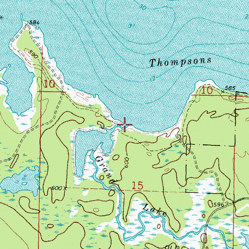 Topographic Map of Grand Lake Outlet, MI