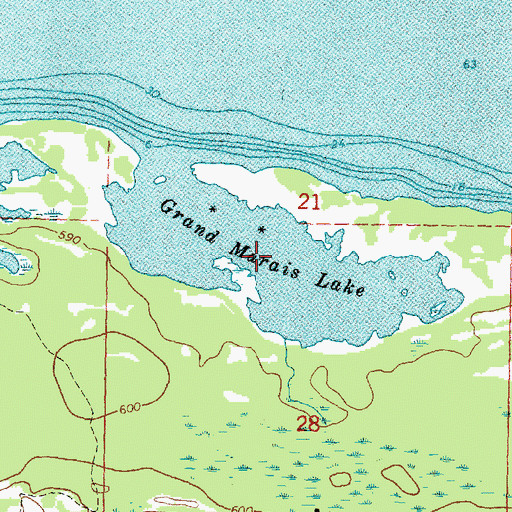 Topographic Map of Grand Marais Lake, MI