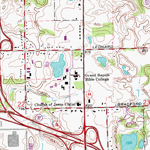 Topographic Map of Cornerstone University, MI
