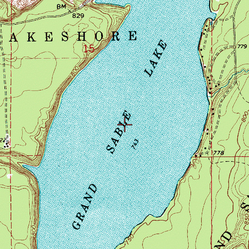 Topographic Map of Grand Sable Lake, MI