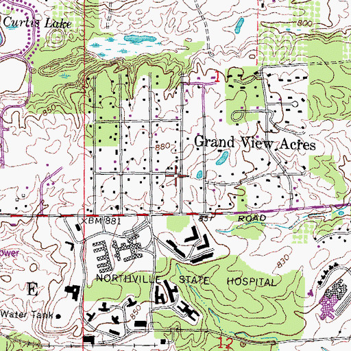 Topographic Map of Grand View Acres, MI