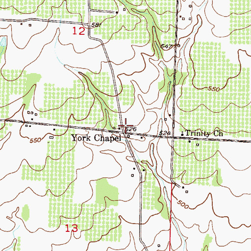 Topographic Map of Yorks Chapel School (historical), AR