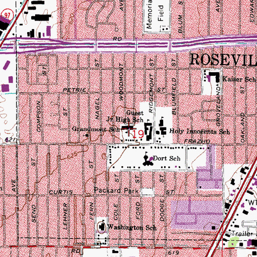 Topographic Map of Grandmont School, MI