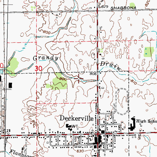 Topographic Map of Grandy Drain, MI