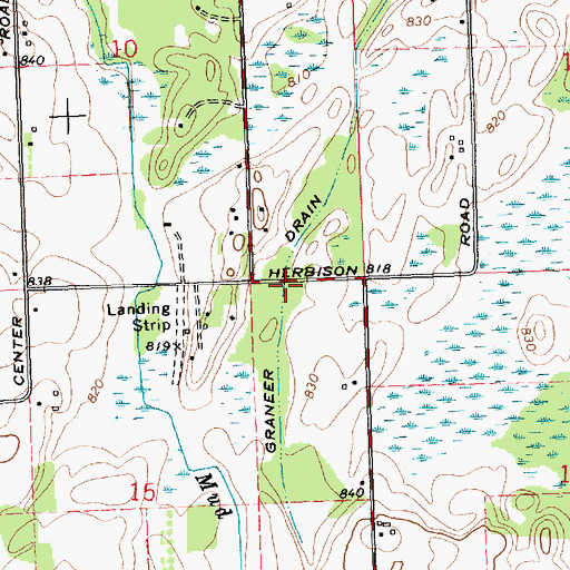Topographic Map of Graneer Drain, MI