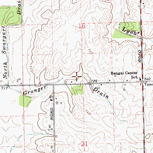 Topographic Map of Granger Drain, MI