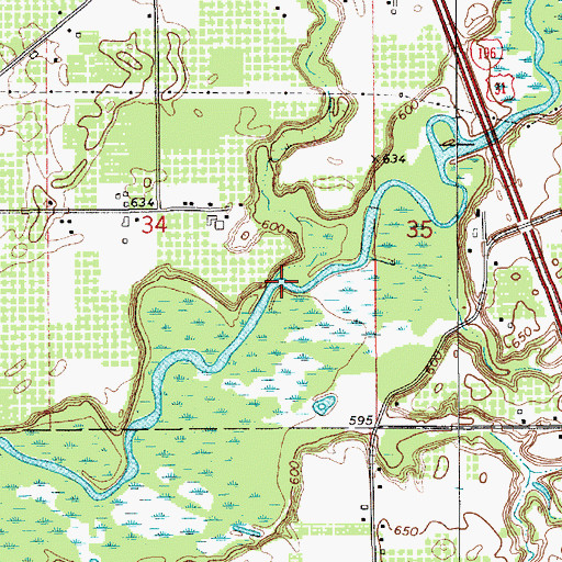 Topographic Map of Granger Drain, MI