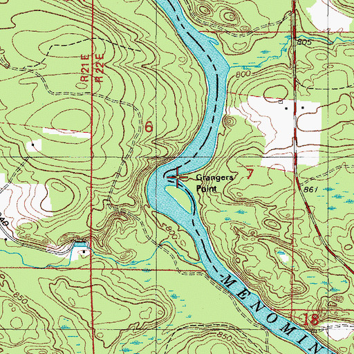 Topographic Map of Grangers Point, MI
