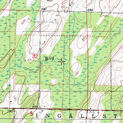 Topographic Map of Grant Brook, MI