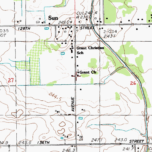 Topographic Map of Grant Church, MI