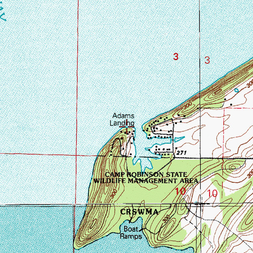 Topographic Map of Adams Landing, AR