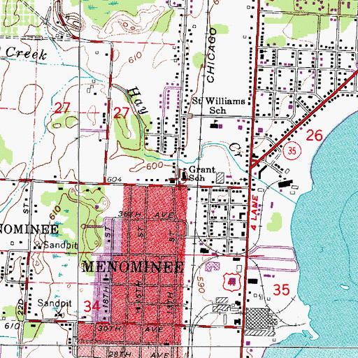 Topographic Map of Grant School, MI